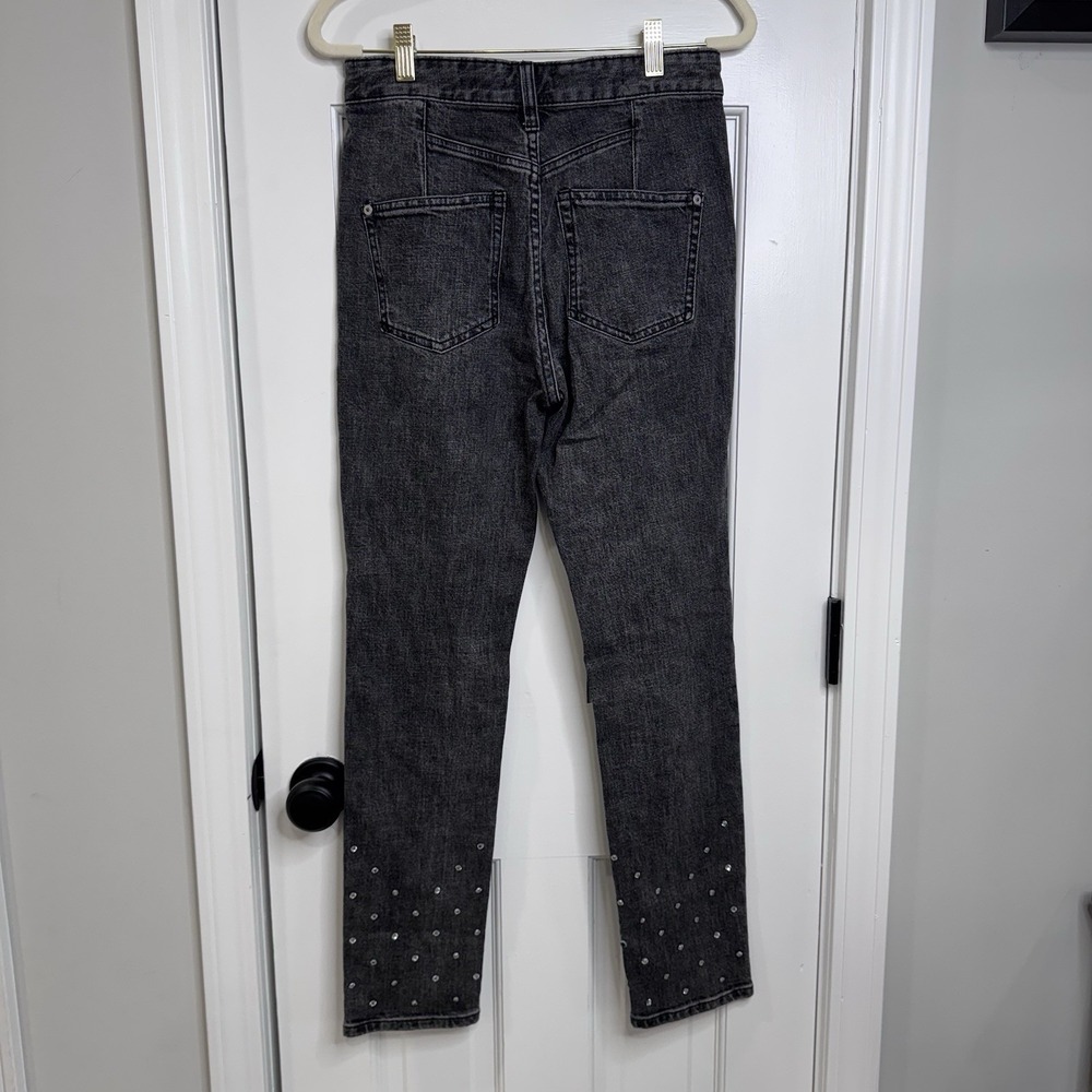 Anthropologie Pilcro High Rise Slim Jeans Womens 25 Black Studded Denim - Picture 6 of 12